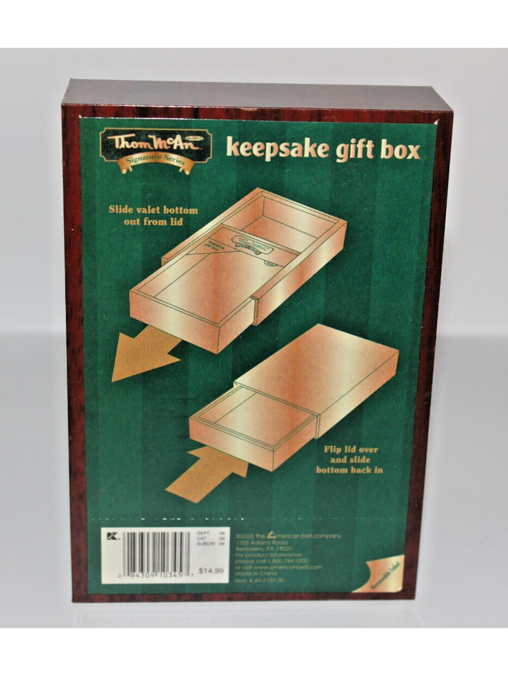 Thom McAn Signature Series Wood Keepsake Gift Box Slide Valet Box 6x4 Vintage